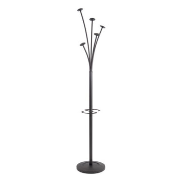 Alba™ Festival Coat Stand With Umbrella Holder, 5 Knobs, 14w X 14d X 73.67h, Black freeshipping - TVN Wholesale